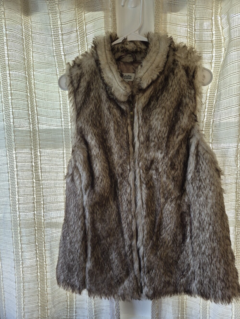 Charlotte Russe Vest Faux Animal Fur Size XL Bohemian
